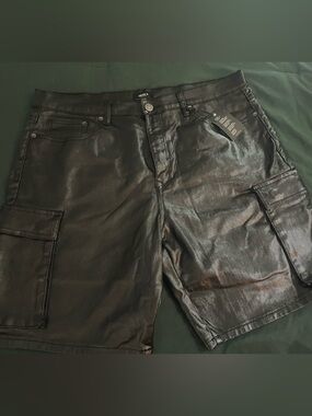 F21 Black Faux Leather Cargo Shorts **NWT